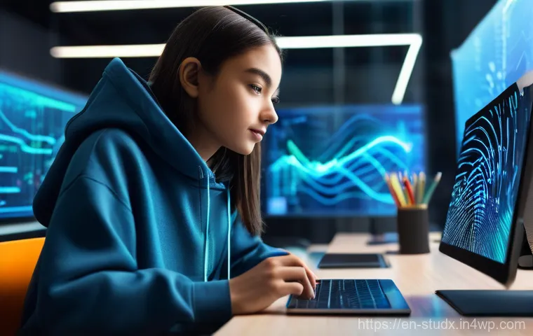 학습 진도 추적의 법적 제도적 고려사항 - **Prompt: Empowered Student Navigating Data Streams**
**Description:** A confident teenage ...